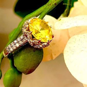 CANARY YELLOW LAB CREATED DIAMOND RING Sterling Silver